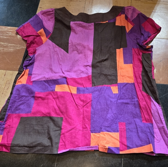 A.N.A A New Approach womans size 2X. Brown purple pink orange geometrical blouse - Picture 4 of 7